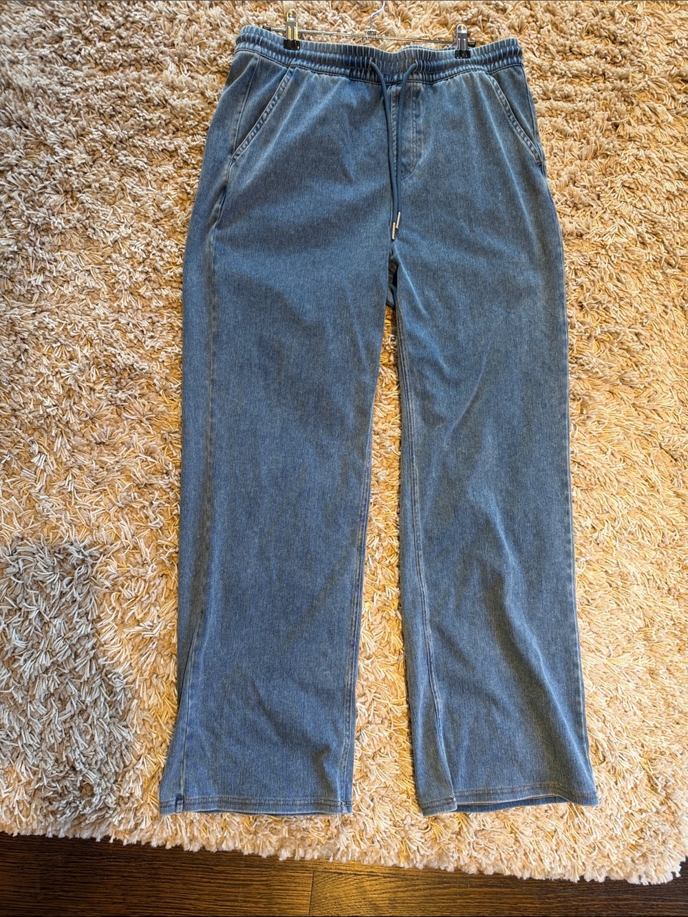 HALARA Women's Blue High-Rise Denim-Style Sweatpants